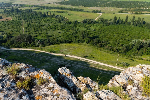 White limestone rock, wild mountain nature, national landmark. High quality photo