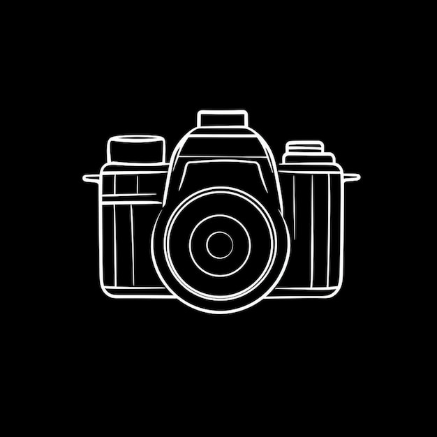 Photo a white line drawing of a camera on a black background generative ai