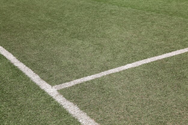 White line on soccer football field