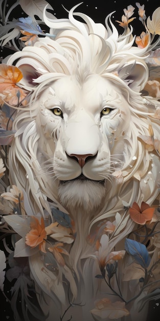 White lion abstract ai generated