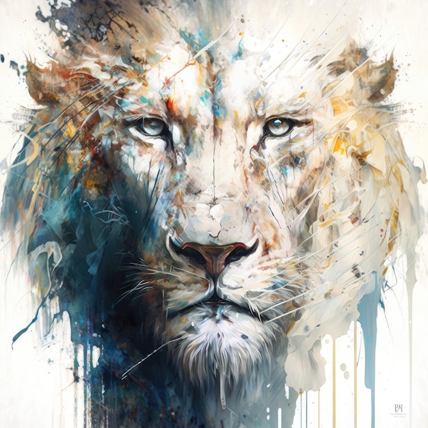 White lion abstract Generative AI