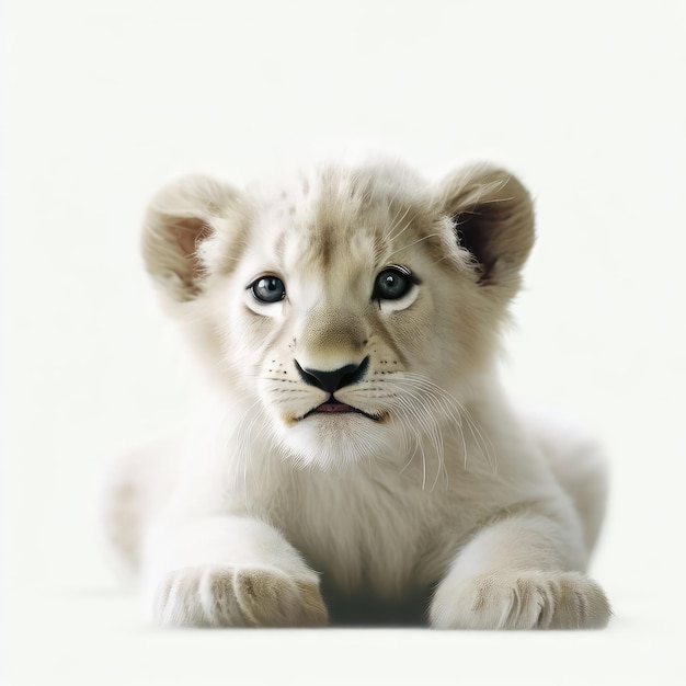 White Lion Cub's Irresistible Cuteness Generative AI