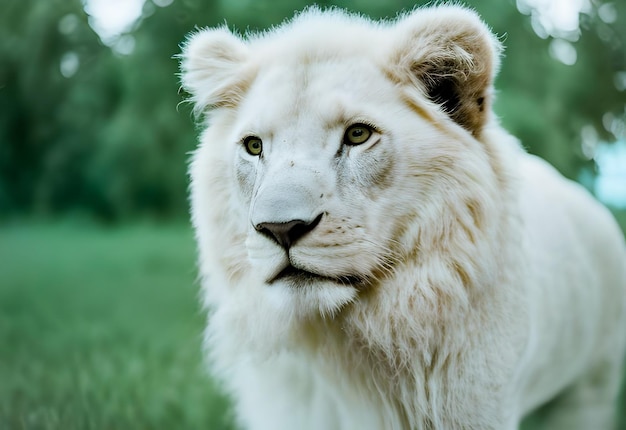 A white lion in the wild