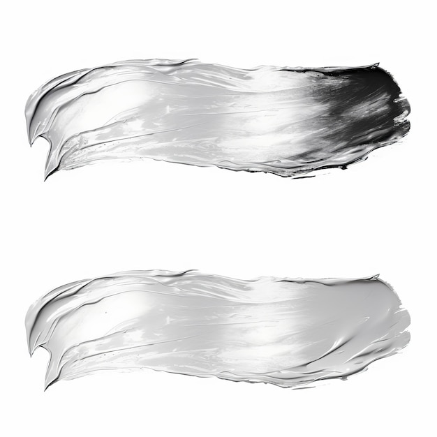 White lipstick smear smudge Brushstroke acrylic smear Top view of cream smears on white background