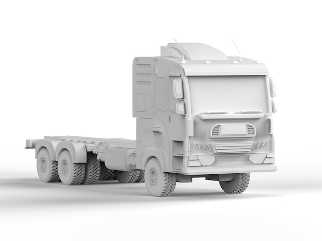 White logistic trailer truck or lorry model mock up