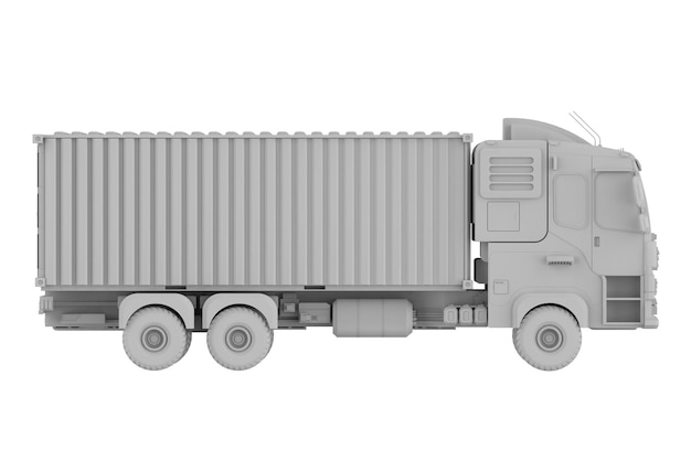 White logistic trailer truck or lorry model mock up