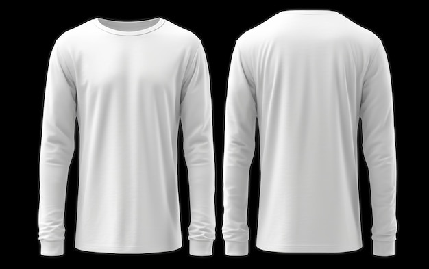 Photo white long sleeve t shirt front and back view isolated on white background generative ai