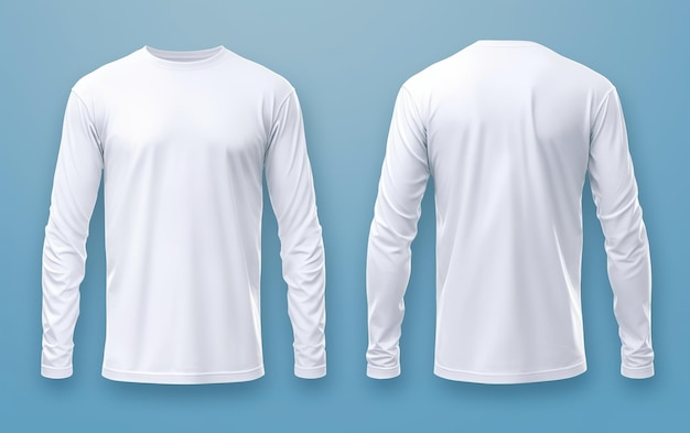 Photo white long sleeve t shirt front and back view isolated on white background generative ai