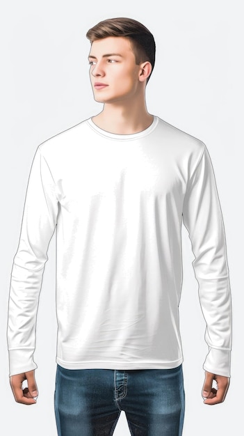 Photo white long sleeve t shirt template