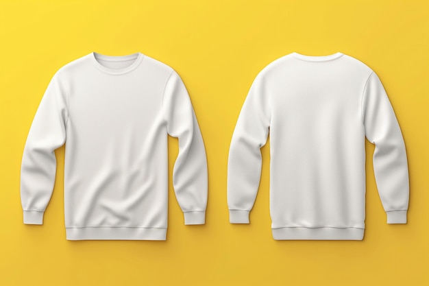 White longsleeve tshirt mockup on yellow background