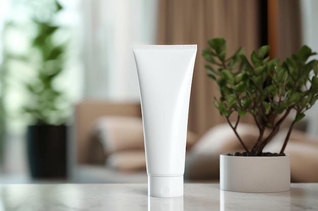 A white lotion tube mockup