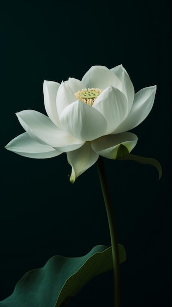 A white lotus flower in the dark