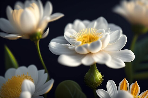 A white lotus flower is in the water.
