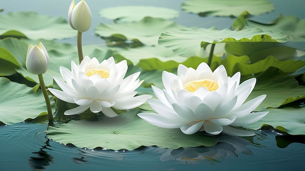 White Lotus Flower in water