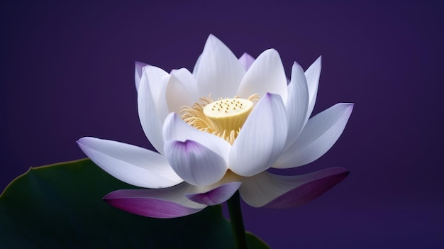 A white lotus flower with a yellow center