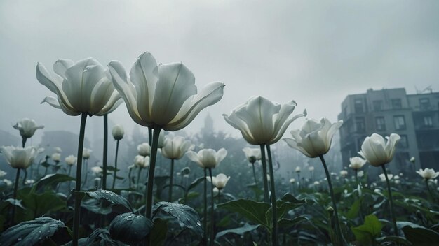 White Lotus flowers blossom on the morning