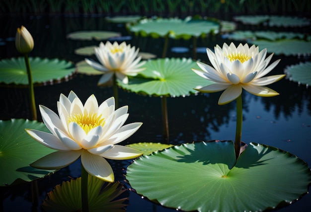 white lotus flowers