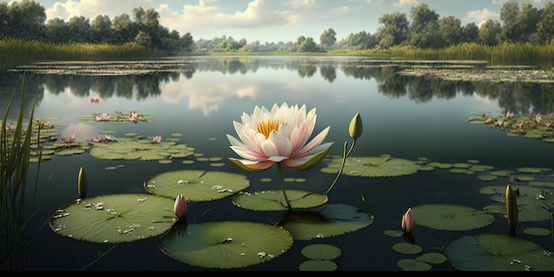 white lotus on lake