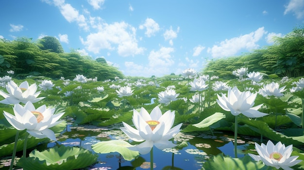 white lotus pond