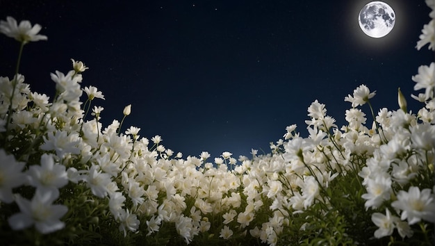 Foto bianche luci d'amore fiori decorazione luna notte