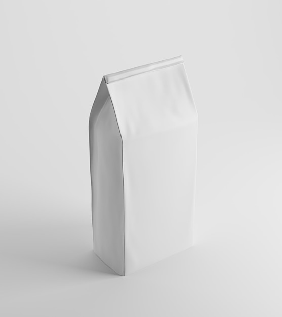 Photo white lunch paper bag on white surface