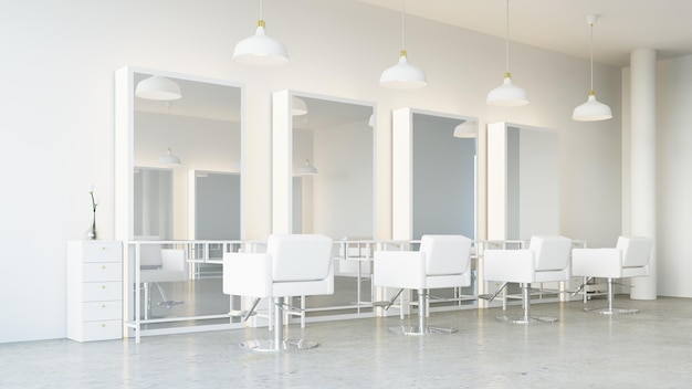 Foto interiore del salone moderno di lusso bianco - rendering 3d