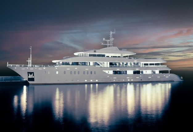 Photo white luxury yacht in the port of brac, croatia.