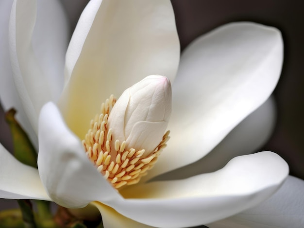 White magnolia blossom close up