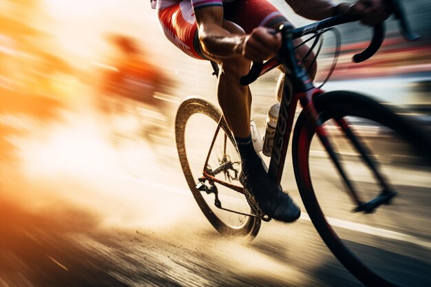 Photo a white man in his 40s doing sports training on a road bike sweating