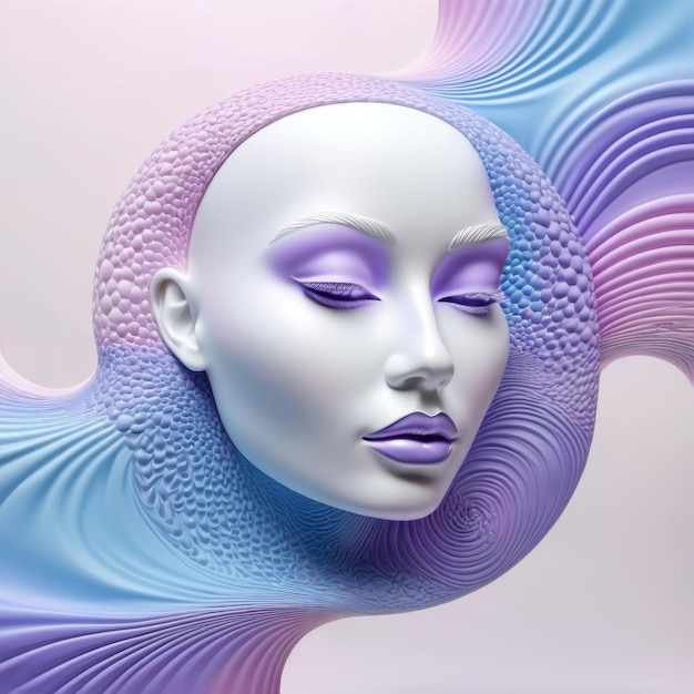 White Mannequin With Purple and Blue Hair