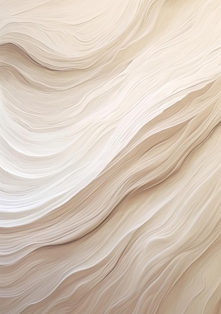 白とクリーム色のビーチサイドに渦巻く白い大理石の抽象画