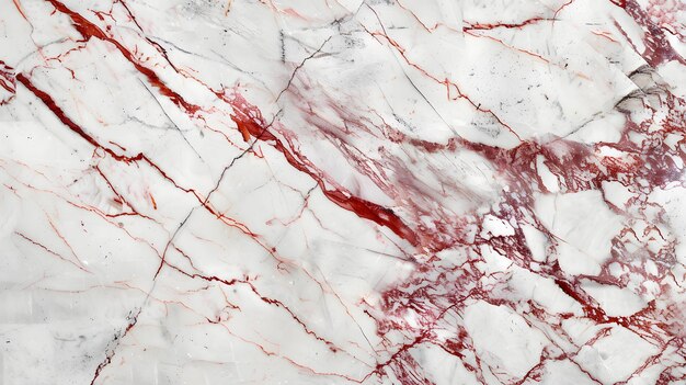 White marble background with red veins natural stone texture surface