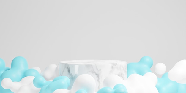 White marble elegant podium scene for product presentation. 3d illustration