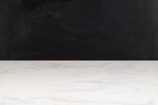 White Marble Floor and Chalkboard Wall Background Scene