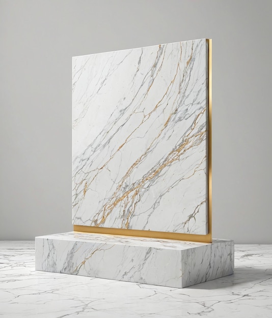 a white marble and gold marble bookend