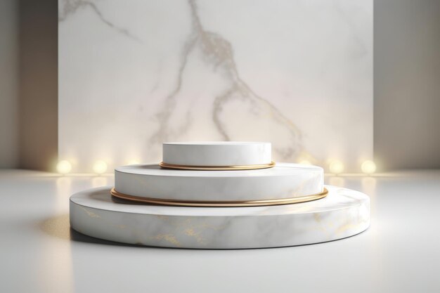 White marble and gold podium for advertising product display background