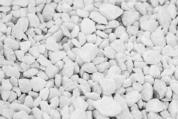 White marble gravel texture top view. Black and white photo