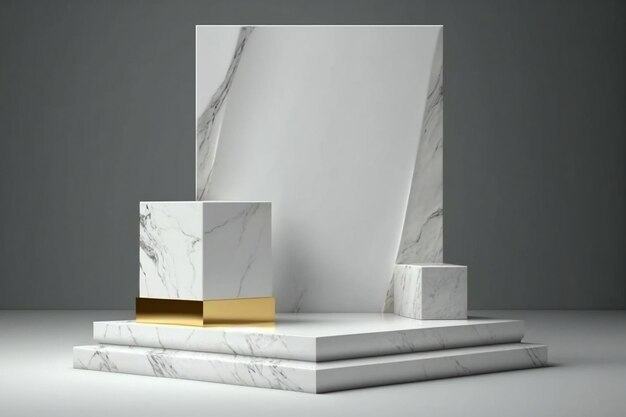 Photo white marble podium with empty product display background generative ai