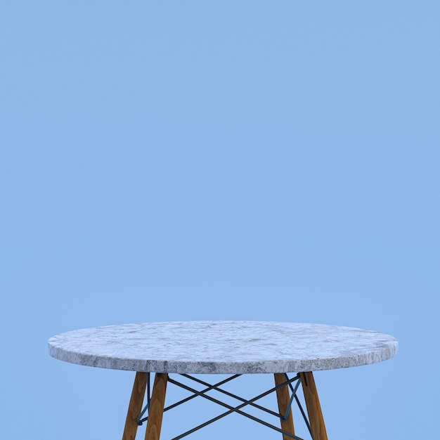 White marble table or product stand for display product on blue