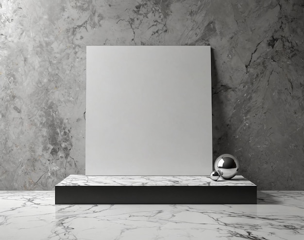 a white marble table with a black base