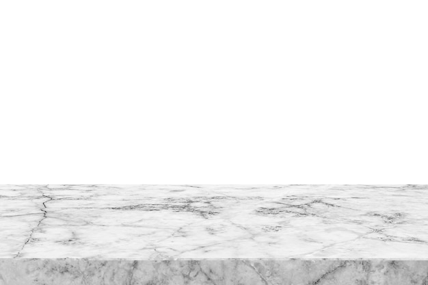 A white marble table with a white background.