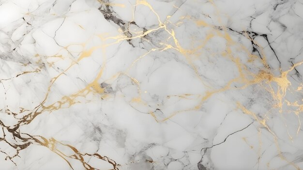 White marble texture with gold veins luxury background Generative AI