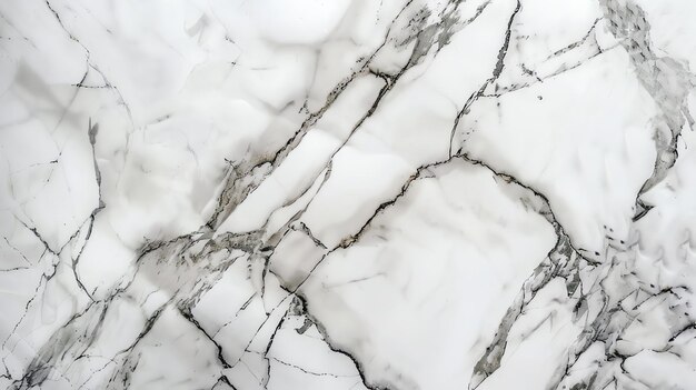 White marble texture with gray and black veins The marble is polished and has a smooth surface