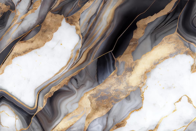 White marble with gold and black berilium abstract background