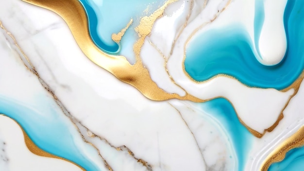 Photo white marble with gold and blue turquoise abstract ceramics background