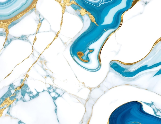 White marble with gold and blue turquoise abstract ceramics background