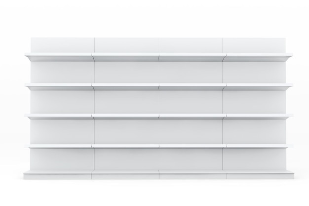 White Market Racks Shelves Showing Products on a white background