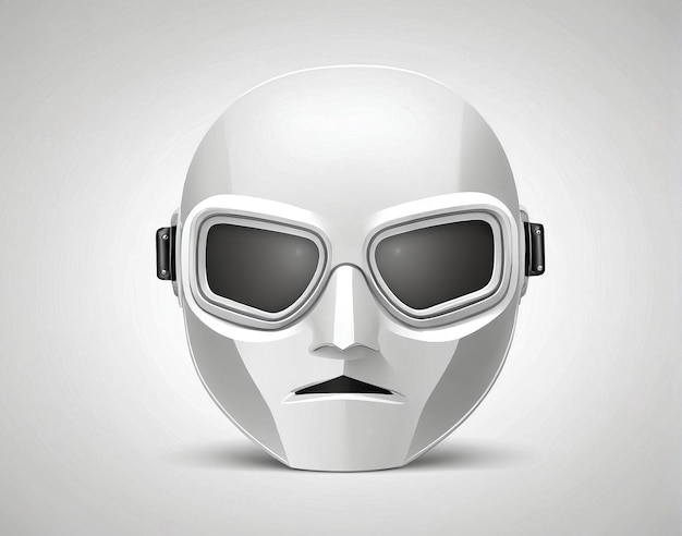 a white mask with goggles on a gray background