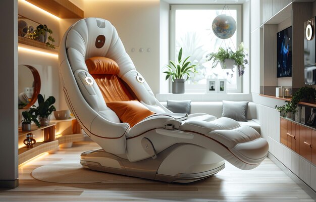 Photo white massage chair in the living room