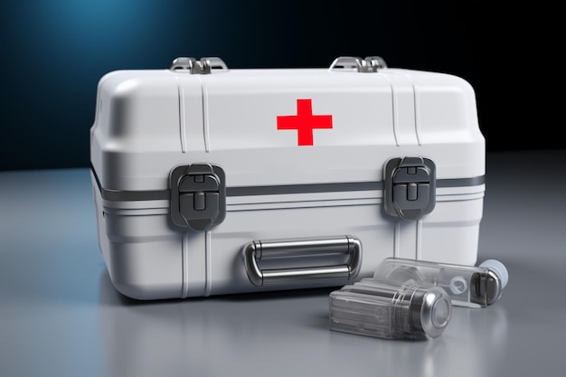 Photo the white medical box is a vital component of healthcare equipment